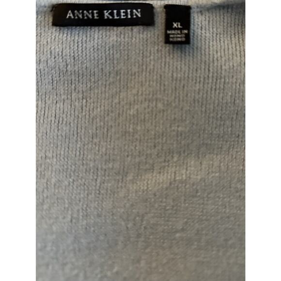 Anne Klein Light Blue Cardigan Hook & Eye Closure Sweater 100% Merino Wool XL - Picture 7 of 9